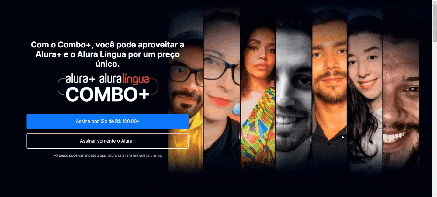 GIF demonstrando o site Alura Plus